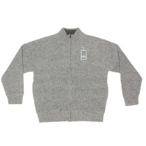 New Vintage RALPH ETON Gray Ribbed Full Zip Men's Cardigan Sweater sz L NWT /455